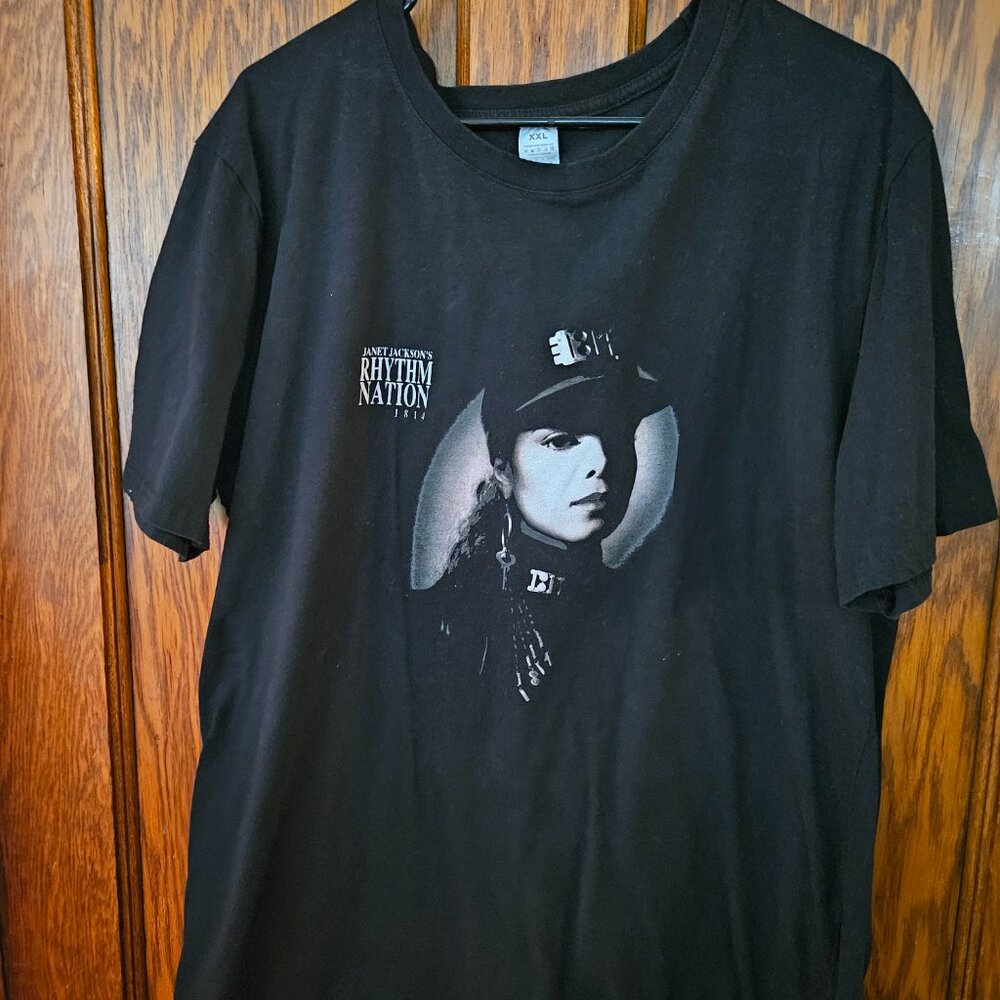 1990 Janet Jackson Rhythm Nation Tour Shirt Unisex Black Shirt SZ XXL